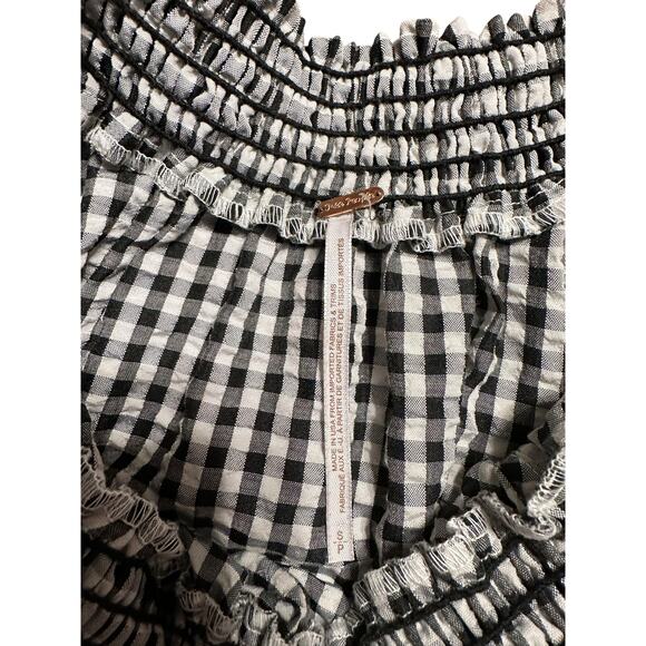 Free People Gingham Off Shoulder Maxi Dress Black Pink Blue Lara Maxi Size Small - Picture 3 of 7